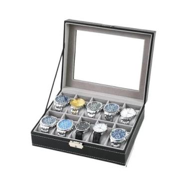 Imagem de Caixa Organizadora De Relógios Em Couro PU Com 2-12 Compartimentos, Es