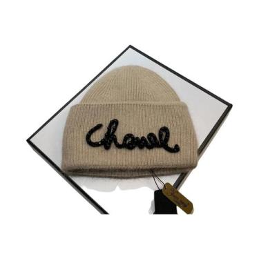 Imagem de Gorro De Inverno Feminino Quente De Tricô Com Pérolas E Pelo De Coelho