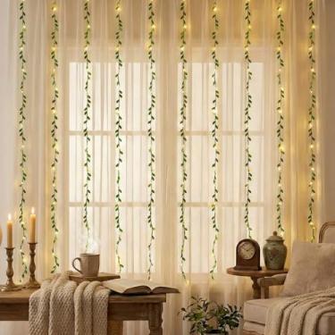 Imagem de Plugue USB de videira com luzes de fada – 300 LED 3 x 3 m, cordão de luzes para pendurar ao ar livre, guirlanda de vegetação com gancho remoto para Natal, casamento, pano de fundo, parede, teto