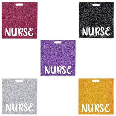 Imagem de Cartão de amigo com crachá de enfermeira – acessórios de enfermagem, porta-cartão de identificação horizontal com glitter, etiquetas de identificação de função médica, serve para crachás de hospital