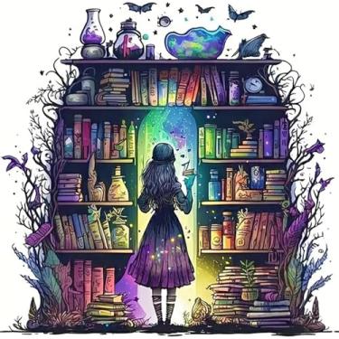 Imagem de AIBOERL Kits de arte de diamante quadrado para adultos, livro mágico, faça você mesmo, kits de pintura de diamante 5D, pinturas quadradas de pontos com diamantes, pedras preciosas, arte e artesanato