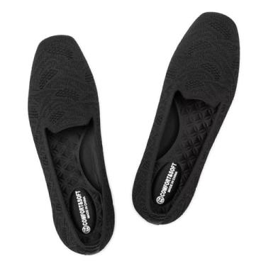 Imagem de Frank Mully Mocassim feminino sem cadarço bico quadrado confortável para trabalho no escritório, lindo mocassim sem cadarço, Padrão preto, 36