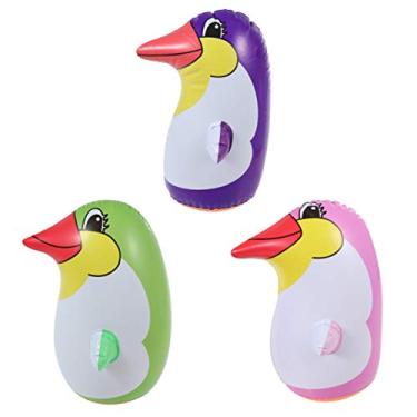 Imagem de TOYANDONA Saco de pancada inflável com 3 peças, brinquedo inflável de pinguim de 21,78 cm, bolsa 3D para crianças (cor aleatória)