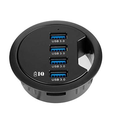 Imagem de WDX Orifício com ilhós na mesa USB 3.0 Hub de 4 portas/carregador USB BC 1.2, para iPad/tablet e iPhone/smartphones