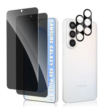 Imagem de CeiLarv 2 + 2 peças de vidro temperado para Samsung Galaxy S26+ protetor de tela de privacidade [anti-espião] [desbloqueio de impressões digitais] [anti-arranhões] filme protetor de lente de câmera