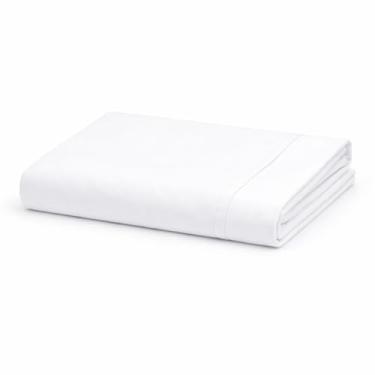 Imagem de Lençol Avulso Casal Sem Elástico 100% Algodão 200 Fios Percal Premium Branco Hotel Hospital Pousada Airbnb