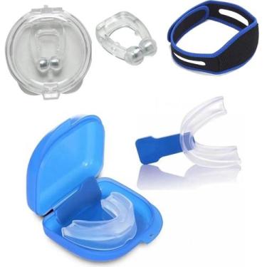 Imagem de Kit Anti Ronco Protetor Bucal Faixa Queixeira E Clip Nasal - Cristal P