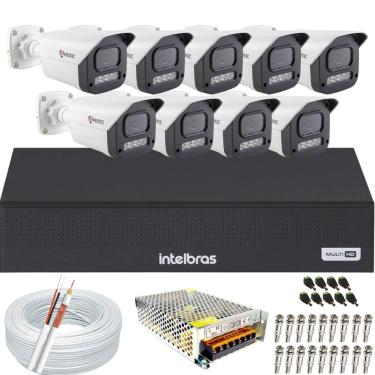 Imagem de Kit 9 Câmeras Full Color C/Áudio Dvr Intelbras 16 canais S/HD