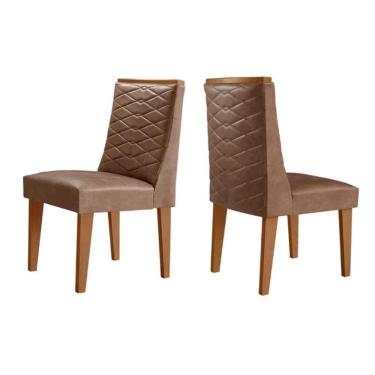 Imagem de Cadeira Cozinha Rufato Dafne Kit 2 Un Naturale/Corano Capuccino