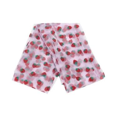 Imagem de Tecido De Renda De Tule De Poliéster Vermelho Floral Morango Macio Par