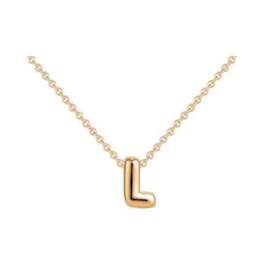 Imagem de Colar Feminino Banhado a Ouro 18K Com Letra Inicial Em Formato De Bolh