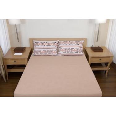 Imagem de Lençol Queen 100% Algodão Com Elástico Decorare Marrom - JF Texteis