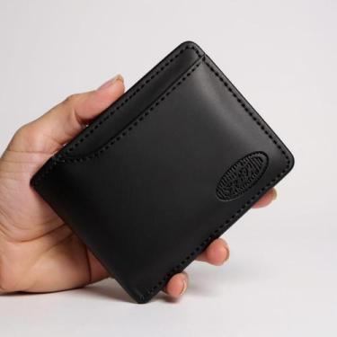 Imagem de Carteira Masculina Em Couro Flip Porta Cartões Removível - Fish, Preto