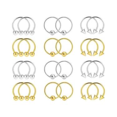 Imagem de Anéis De Piercing Multiuso Em Aço Inoxidável 16G, 24 Peças, Hipoalergê