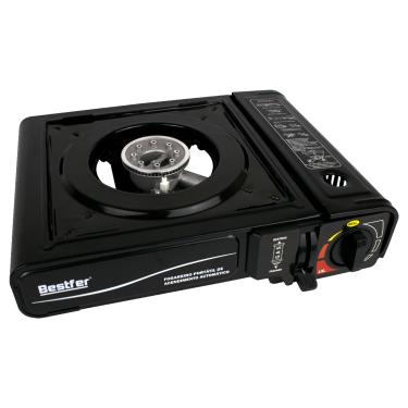 Imagem de Fogareiro Portatil A Gas Bestfer Fogao Para Camping Acampamento 1 Boca Acendimento Automático Com Estojo Preto