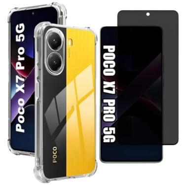 Imagem de Kit Capa Capinha Transparente Para Xiaomi Poco X7 Pro e Película De Vidro Privacidade