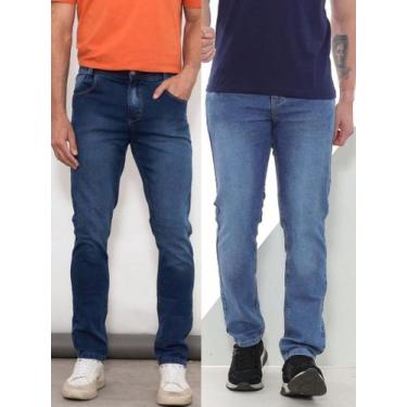 Imagem de KIT 2 Calças Jeans Masculina Modelagem Premium Com Elastano Detalhes E