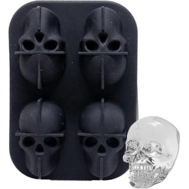 Imagem de Forma De Gelo Silicone 4 Molde de Caveiras para Drinks - Compra Azul