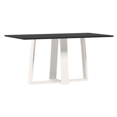 Imagem de Mesa De Jantar Rubi 160x90 Cm Com Vidro Off White Preto - New Ceval