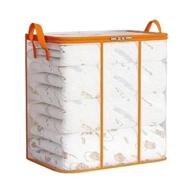 Imagem de Saco Organizador Transparente Dobrável De Plástico Com Zíper Para Roup