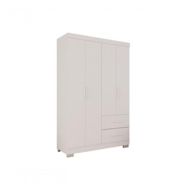 Imagem de Guarda Roupa Solteiro Estrela Premium 4 Portas de Bater 2 Gavetas MDP Branco Sallêto Mó...