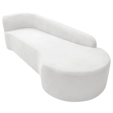 Imagem de Kit Divã Recamier Orgânico França 220cm Lado Direito E Poltrona Amore Bouclé Branco