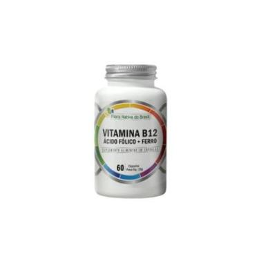 Imagem de Vitamina B12 Metilcobalamina + Ácido Fólico + Ferro 60 caps Flora Nativa-Unissex