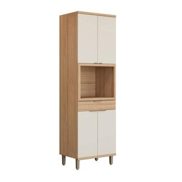 Imagem de Torre Quente Bless 4 Portas 1 Gaveta 100% Mdf Jequitiba/Off White Fosco - Linea Brasil