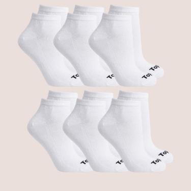 Imagem de Kit 6 Meias Cano Baixo Topper Algodão, Branco, 39 a 44