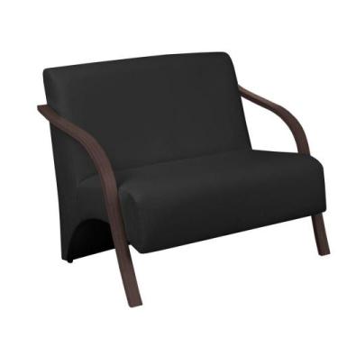 Imagem de Poltrona Vênus 2 Lugares Braço Madeira material sintético Preto - D SA