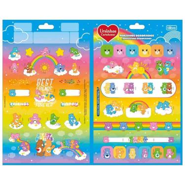 Imagem de Cartela de Adesivos Decorados Tilibra Ursinhos Carinhosos Completo com Acabamento Metal...