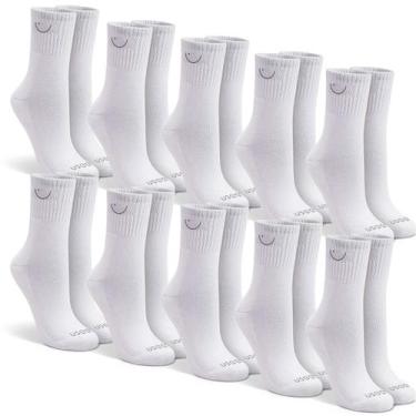 Imagem de Kit com 10 Pares de Meias Cano Alto Algodão Usee Brasil, Branco, 39-44