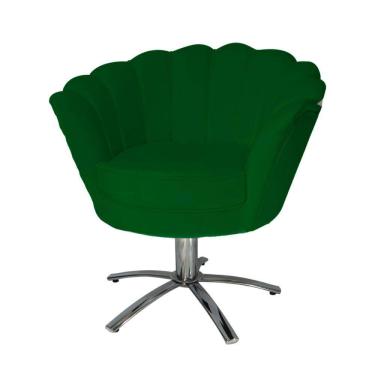 Imagem de Conjunto 2 Poltronas Estofada Com Base Giratória de Metal Pétala Veludo Verde - LM DECOR