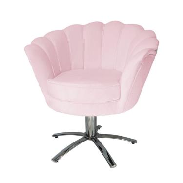 Imagem de Conjunto 2 Poltronas Estofada Com Base Giratória de Metal Pétala Suede Rosa Bebe - LM D...