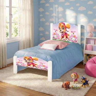 Imagem de Cama Infantil Solteiro Com Grade Adesivada E Colchão Tema Sky - Branco Sky