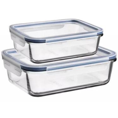 Imagem de Kit Pote de Vidro Refratário Com Tampa 370ml e 640ml - Mor