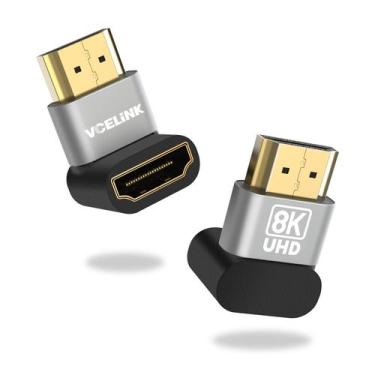 Imagem de Adaptador HDMI VCELINK 8K @60Hz Ângulo reto 90 270 macho para fêmea