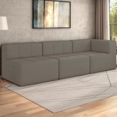 Imagem de Sofá Modulado Na Caixa 3 Lugares 231cm Espuma D33 Multimóveis CR45359 Bege Escuro