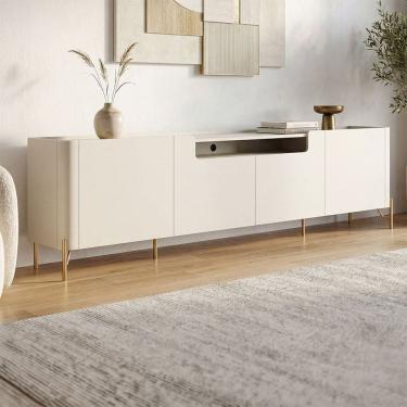 Imagem de Rack para Tv 260cm com 4 Portas Lisas 100% Mdf e Pés em Metal Luna/Bronze
