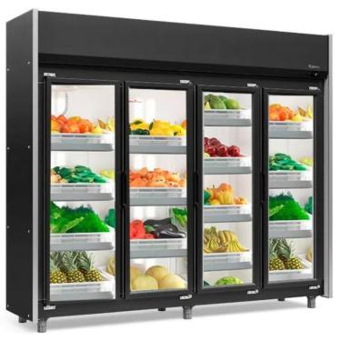 Imagem de Refrigerador Vertical Auto Serviço Hortifruti 4 Portas Geas4p Preto 220V Gelopar