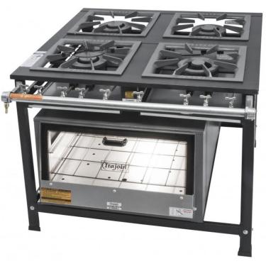 Imagem de Fogão Industrial Tradicional 40x40 Baixa Pressão 4 Bocas Com Forno Itajobi