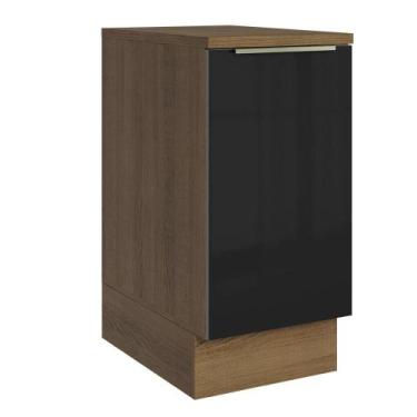 Imagem de Balcão De Cozinha 40 Cm 1 Porta Rustic/preto Lux Madesa Rustic/preto
