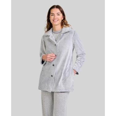 Imagem de Roupão Curto Feminino Jacquard Espiga Cinza Lohe, Cinza, P