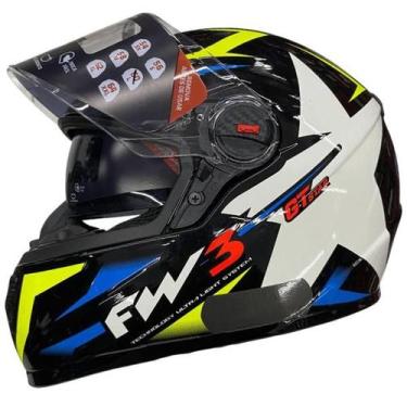 Imagem de Capacete Moto Fechado FW3 GTX STAR, Azul Com Amarelo, 56