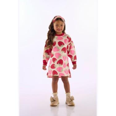 Imagem de Vestido Menina Estampa Morangos Up Baby, Bege