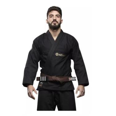 Imagem de Kimono Classic Preto Jiu Jitsu Trançado BJJ Atama, Preto, A2, Unissex