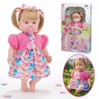 Imagem de Boneca Larissa Fala 74 Frases 50cm Chupeta Brinquedo Menina - Adijomar