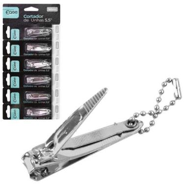 Imagem de Cortador de unha de inox com corrente 6 pecas 5,5cm na cartela - WELLM