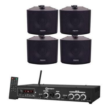 Imagem de Kit Amplificador Taramps Ths 4001 400w Rms + 4 Caixas Kw 5, 127/220V