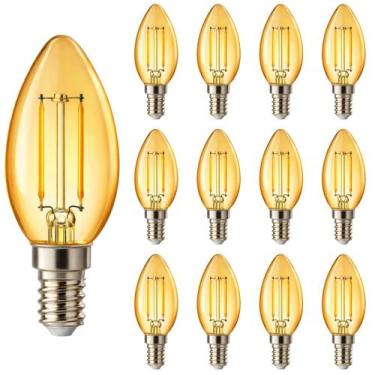 Imagem de 8 Lâmpada Filamento LED Modelo Vela Retrô E14 2W 110V Âmbar - Avant